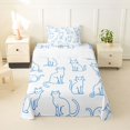 thumbnail image 2 of Manfei Minimalism Cat Twin Sheets, Simple Line Animal Bedding, Royal Blue White, 3-Piece, 1 Flat Sheet, 1 Fitted Sheet and 1 Pillowcase, 2 of 6