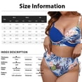 thumbnail image 4 of Women's Bikini Set Printed Plus Size Push Up Padded Bra Two Piece Sexy Swimsuit Bathing Suit for Beach Vacation,Blue,5XL, 4 of 6