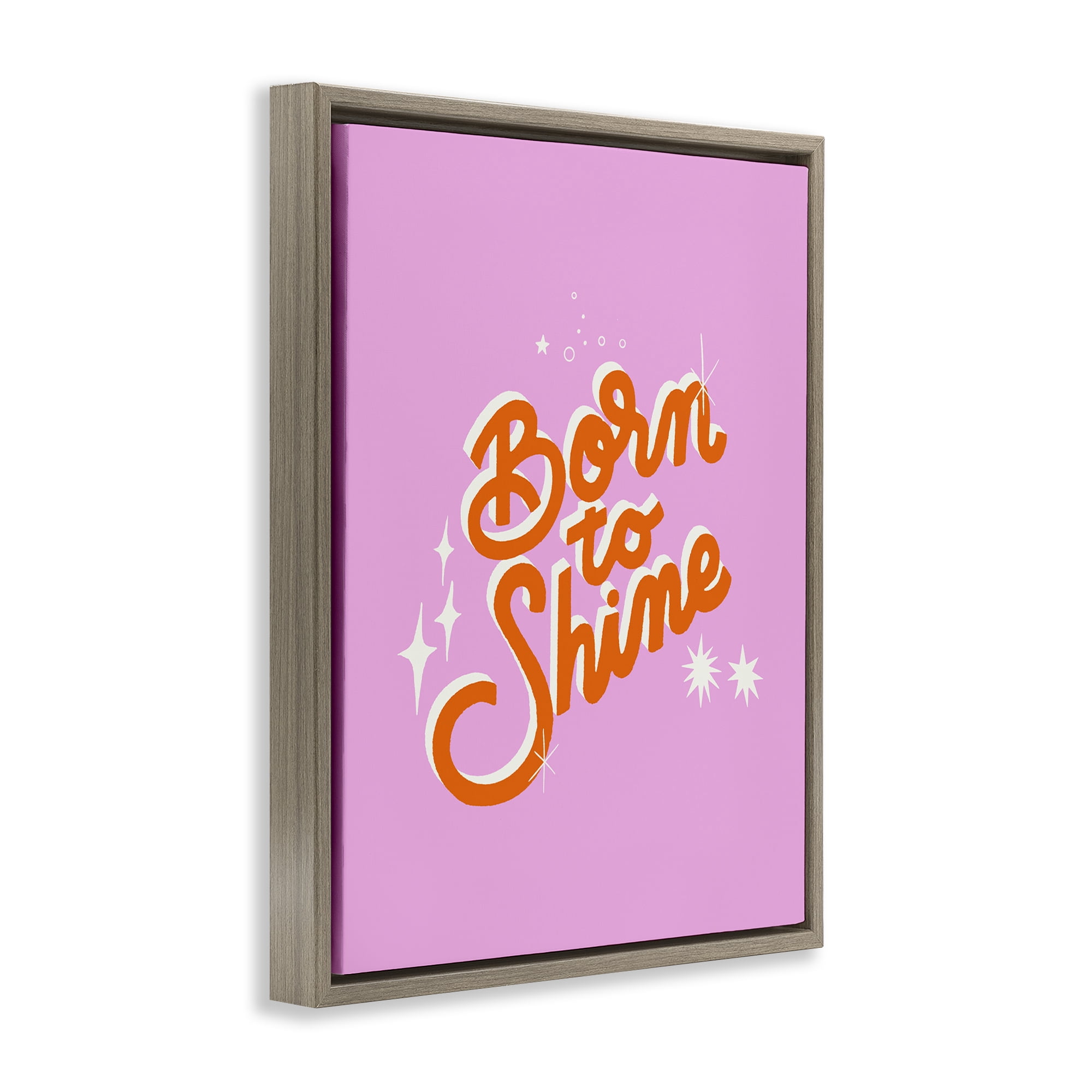 Stupell Industries Born To Shine on Pink Brown Framed Floater Canvas Wall Art, design by Indira Prieto | IndySign
