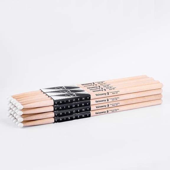 Vaisoeny 5A Drumsticks, Nylon Tip Drum Sticks Set for Acoustic Drums or Electronic Drums, Oval Nylon Tip Maple Drumsticks for Drummers and beginners (12 Pair)