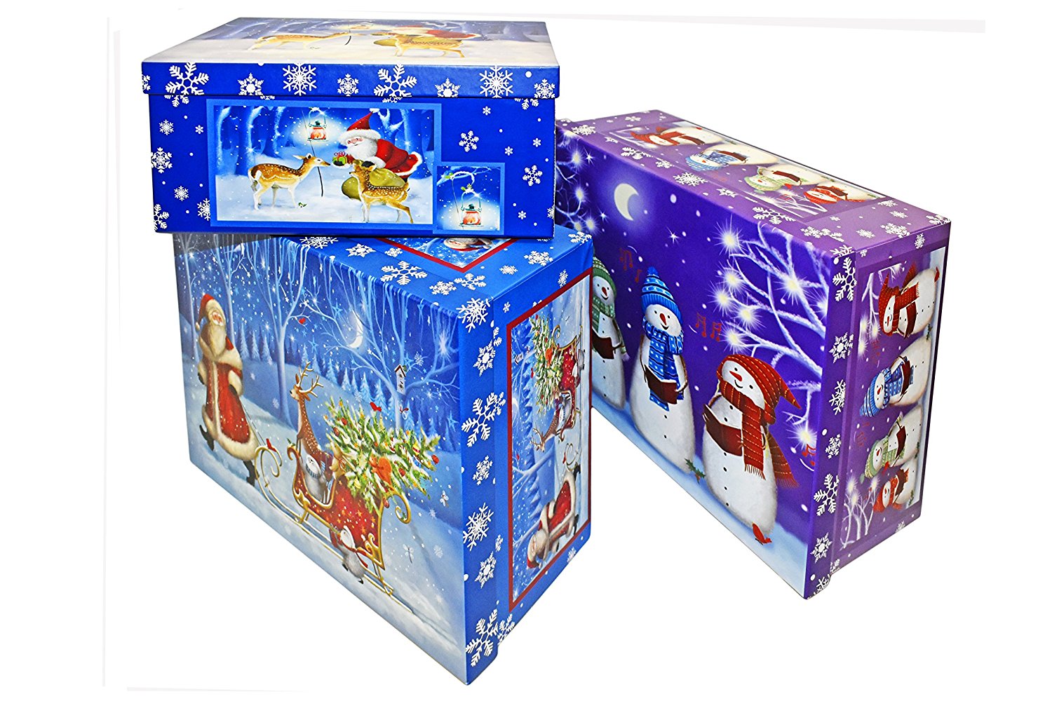 Alef Elegant Decorative Holiday Themed Nesting Gift Boxes 3 Boxes