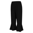 thumbnail image 4 of SONXAHE Women's Flare Hem Capris Elastic Waist Beach Daily Cropped Trousers, 4 of 8