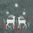thumbnail image 3 of Serafina Home Holiday Christmas Cotton Hand Towels: Noble Reindeer Buck Deer Design, Dark Gray Silver Red White, Set of 2, 3 of 7