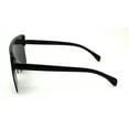 thumbnail image 3 of 80s Retro Robotic Large Shield Flat Top Plastic Sunglasses Black Silver Mirror, 3 of 4