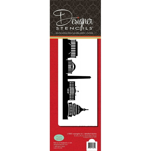 Washington D.C. Detailed Skyline Cake Stencil Side C1003 by Designer Stencils