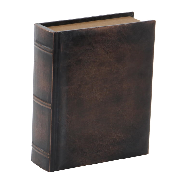 Deco 79 Copper Faux Leather Book-Shaped Box Set - 3 Decorative Storage Boxes, 12"/10"/8" Heights