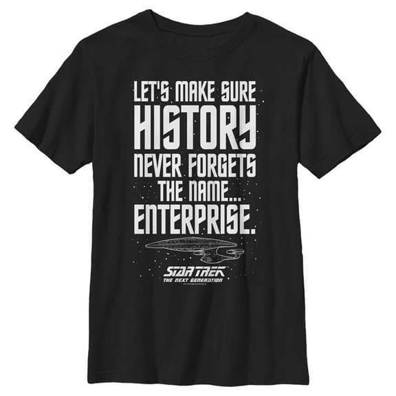 Boy's Star Trek: The Next Generation Let's Make Sure History Never Forgets The USS Enterprise  Graphic Tee Black X Large