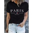 thumbnail image 3 of 【New Arrival】Paris France French Flag Letter Graphic T-Shirt, Women Minimal Travel Casual Short Sleeve Tee, 3 of 6