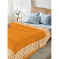 thumbnail image 4 of Orange Greek Key California King Size Flat Sheet, Wrinkleproof & Fadeproof Cooling Flat Bed Sheet Only, White Greece Ancient Farmhouse Geo Breathable Soft Bedding Top Sheets 108 x 98 Inches, 4 of 8