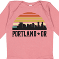 thumbnail image 4 of Inktastic Portland Oregon Skyline Retro Sunset Boys or Girls Long Sleeve Baby Bodysuit, 4 of 5