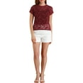 thumbnail image 3 of Allegra K Women's Casual Sheer Short Sleeves Floral Lace Top, 3 of 8