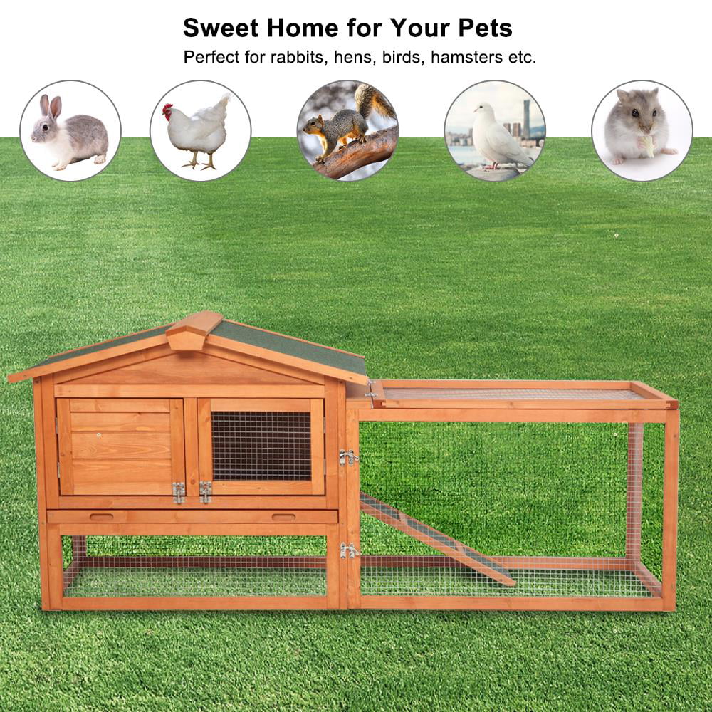 MITPATY 36 Waterproof 2 Tiers Pet Rabbit Hutch Chiken Coop Cage Hen House Wood Color Chicken and Other Small Animals Quality Pet Supplies Rabbit for Bunny 