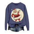 thumbnail image 2 of Blue Sweatshirt for Women Christmas Sweatshirts for Women Retro Santa Graphic Long Sleeve Shirt Xmas Pullover Tops Womens Fall Tops, 2 of 4
