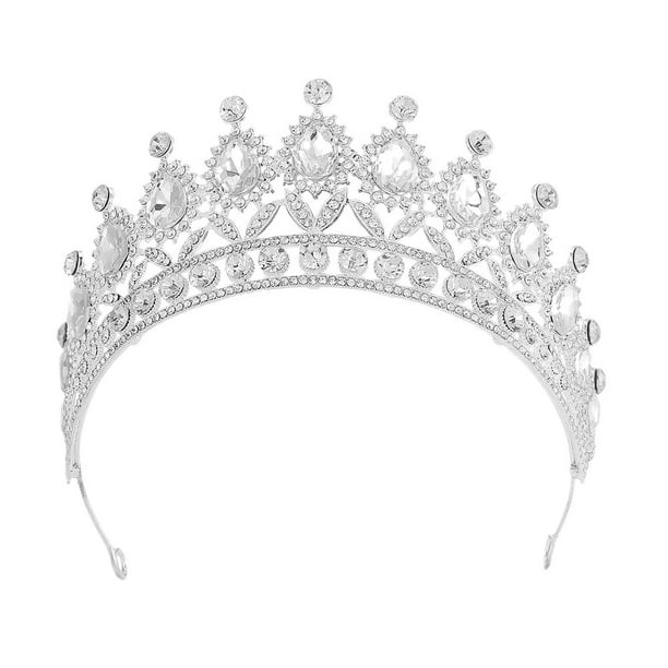 KAKOWELY Tiara de boda, corona de reina de cristal, diademas de novia blancas, tiaras de princesa, corona de diamantes de imitación, diadema para fiesta, accesorios para el cabello
