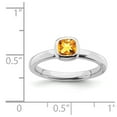 thumbnail image 5 of White Sterling Silver Ring Band Stackable Citrine Cushion Yellow, 5 of 5