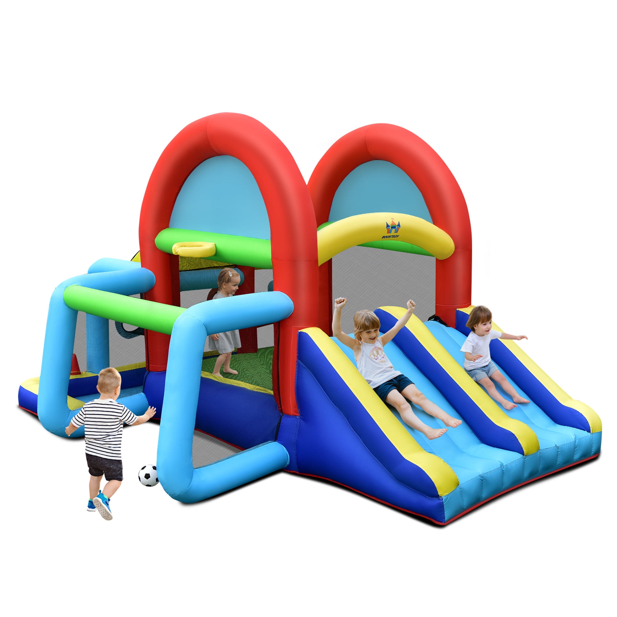 Gymax Kids Inflatable Bounce House Bouncer Castle w/ Double Slides ...