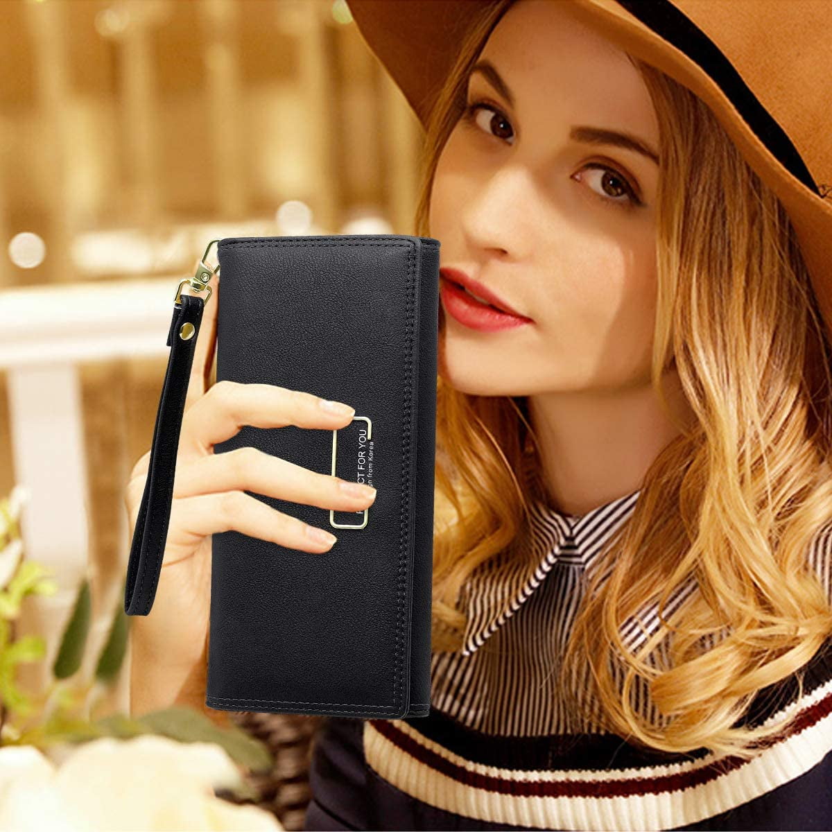 Wallet Women Large Wallet Women Leather Women Wallet Large Capacity With 10 Card Slots And Cell Phone Pocket Elegant Wallet Women With Zipper Black Walmart