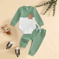 thumbnail image 2 of Splozh Newborn Baby Boy Clothes Infant Long Sleeve Romper Suspender Overalls Pants Set Fall Winter Outfits Baby Going Home Outfit Boy,Green,3-6 Months, 2 of 5