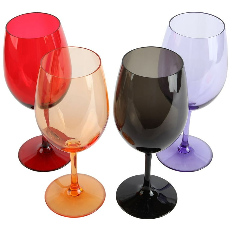 KX-WARE Classic Acrylic All-Purpose Wine Glasses, 19-Ounce Plastic Stem Wine Glasses, Set of 6 Clear