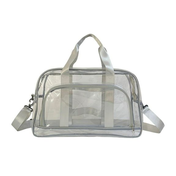 Kuntesetty Clear Toiletry Bag Beach Bag Waterproof PVC Tote Bag for Airline Work Travel Gray