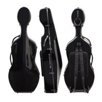 MI&VI CC-7002WB Classic Carbon Fiber Composite Cello Case (Full Size) 4/4 with Wheels | Carry Straps | 12.5lb Lightweight | Tough Shell (Black   Bag)