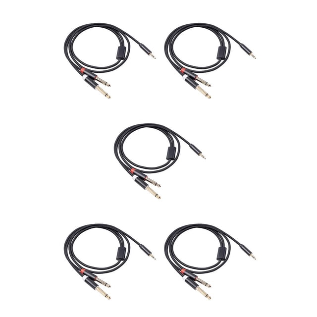 Inteprter Cable de audio Doble enchufe chapado en oro Buen rendimiento de contacto Fácil de aplicar Cable adaptador Carcasa de aleación de 1M 5Conjunto