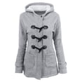 thumbnail image 2 of Women Fleece Jacket With Hood Fashion Horn Button Winter Warm Thicken Coat Long Soft Windbreaker Insulated Overcoat, 2 of 4