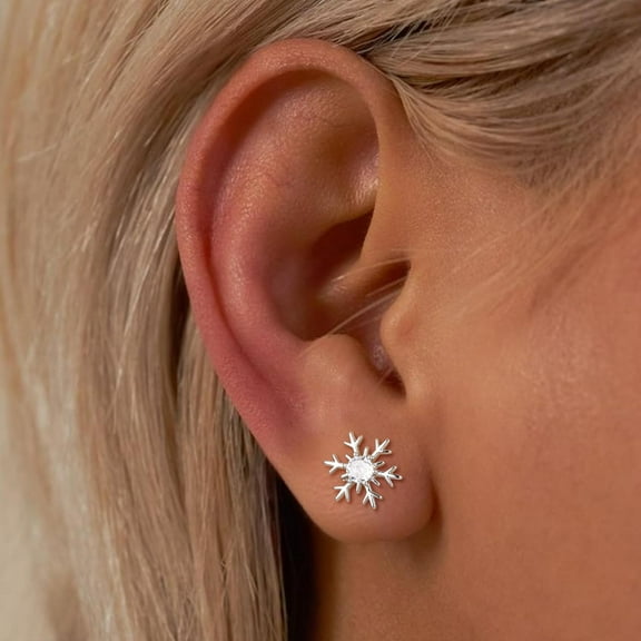 S925 sterling silver Post Cartilage Stud Earrings 10mm Zirconia Snowflake Stud Dainty Earrings for Women Trendy Dainty Studs[h807]