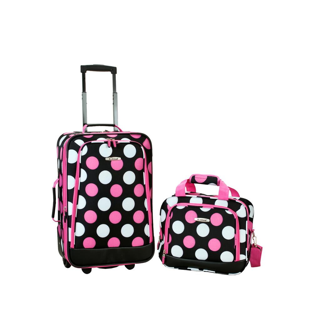 2 Pc Multi Pink Dot Luggage Set, Multi 
