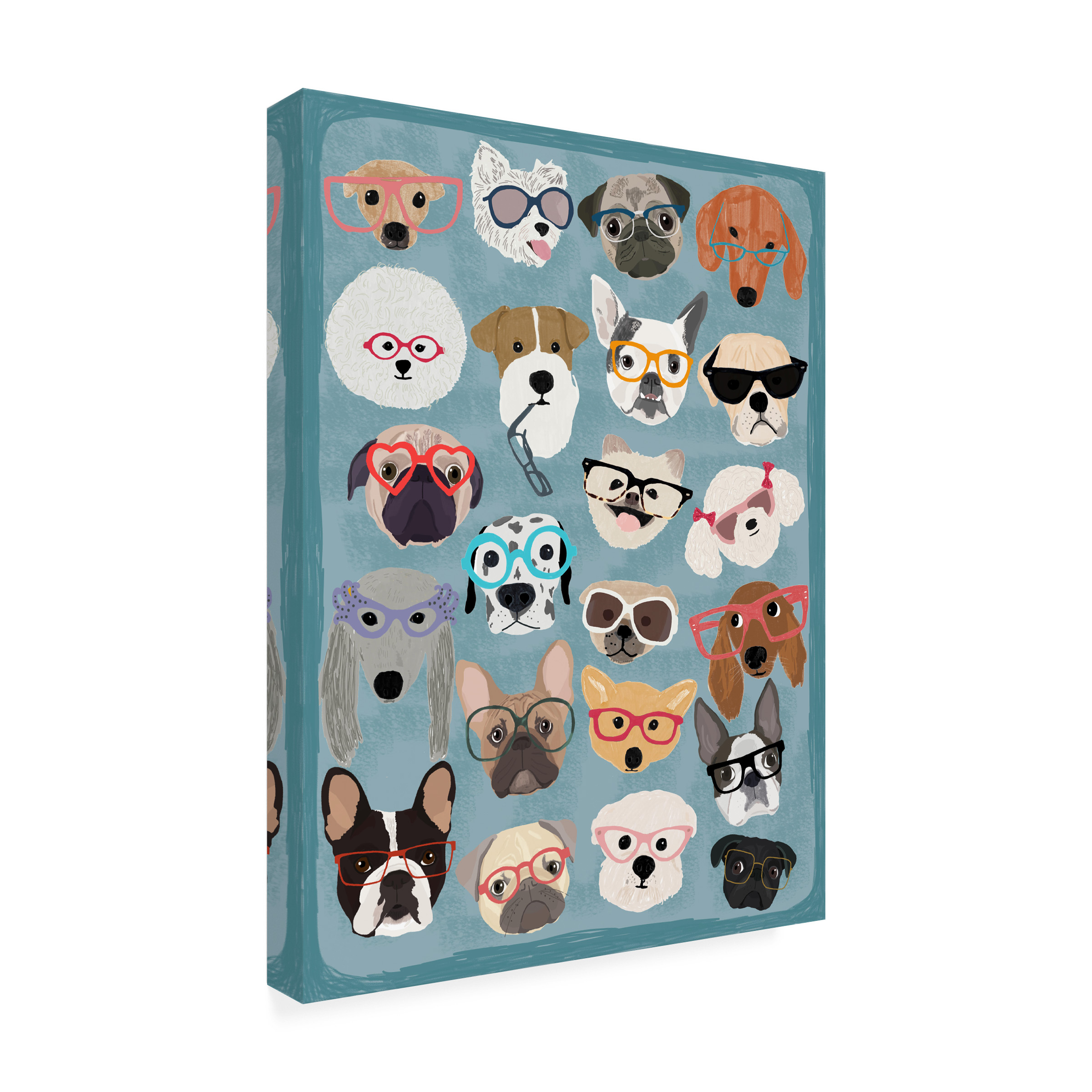 Hanna Melin 'Puzzle Dogs In Glasses' Canvas Art