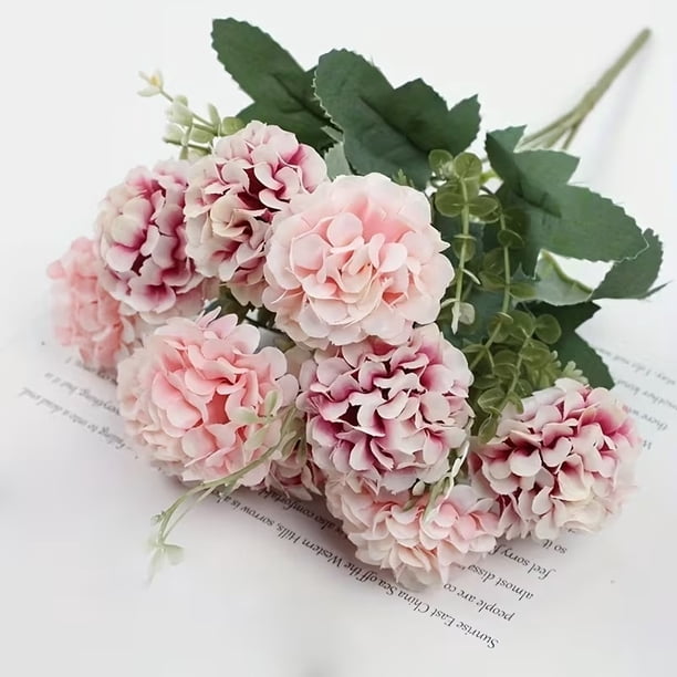 1 pieza, flor artificial de cinco pétalos, bola de estilo europeo, crisantemo, decoración del hogar, ramo de boda, pared, accesorios de fotografía de flores falsas