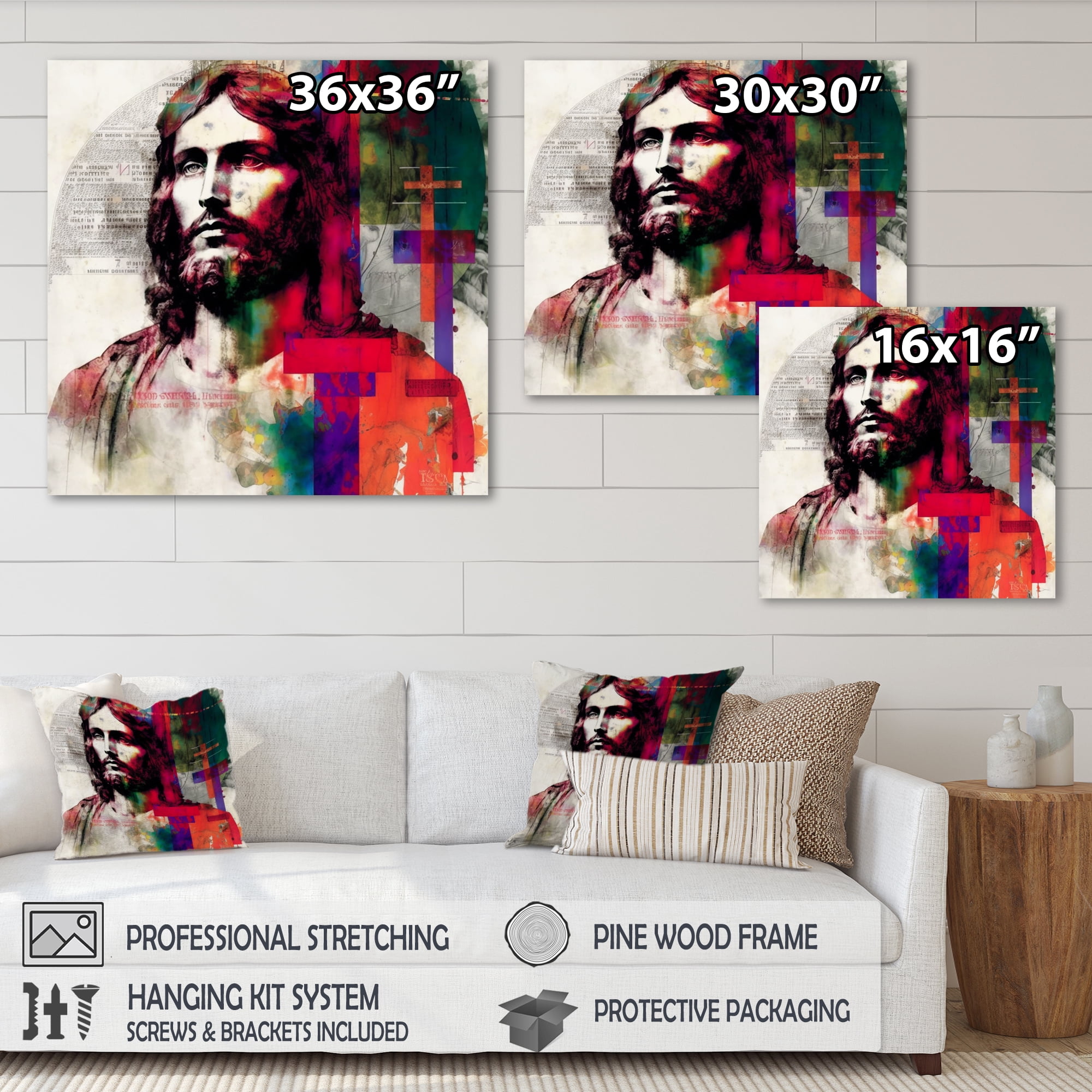 Designart Pop Art Jesus Portrait I Canvas Wall Art