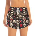 thumbnail image 3 of Uemuo rock record Skull Pattern Women's Athletic Shorts High Waisted Running Shorts with Liner Pockets Gym Elastic Workout Shorts-X-Large, 3 of 9