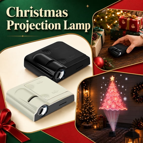MinHoues Christmas Projection Lamp with 18Pcs Pattern Slides, Holiday LED Projector Light, Indoor Outdoor Xmas Pattern Projector for Room Wall Party Festive Decoration - Black