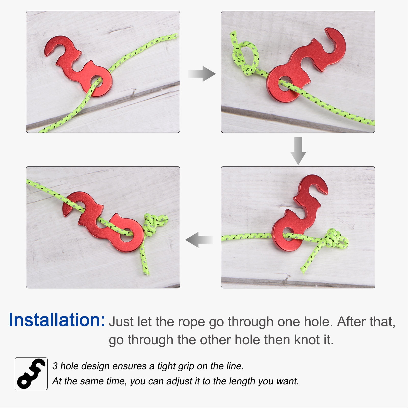 Unique Bargains Straight Tent Cord Adjuster Aluminum Rope Tensioner