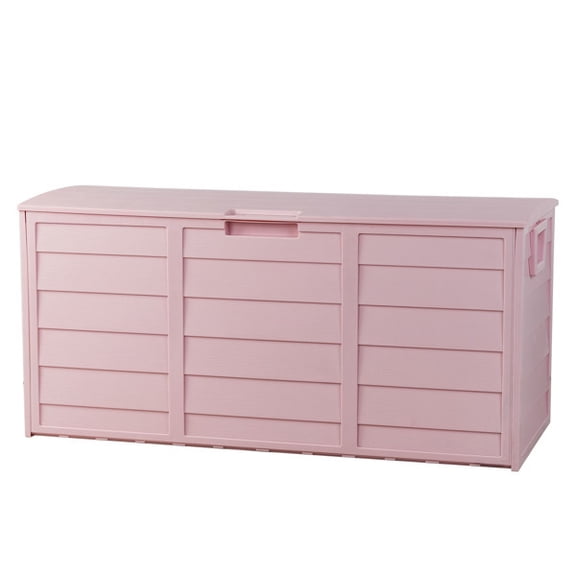 Alvantor Pink 75 Gallon Resin Outdoor Deck Storage Box with Wheels and Handles
