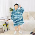 thumbnail image 6 of FORMRS Wearable Blanket Hoodie with Sleeves for Kids Cozy Flannel Sweatshirt, Green Watercolor Ocean Waves, 6 of 7