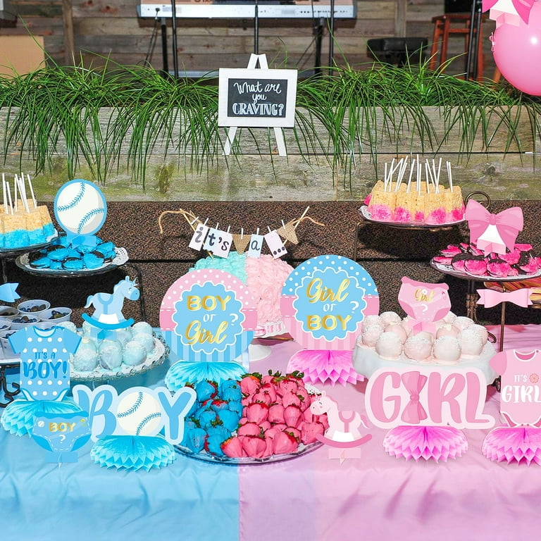 12 Pcs Baby Gender Reveal Honeycomb Centerpieces Table Toppers