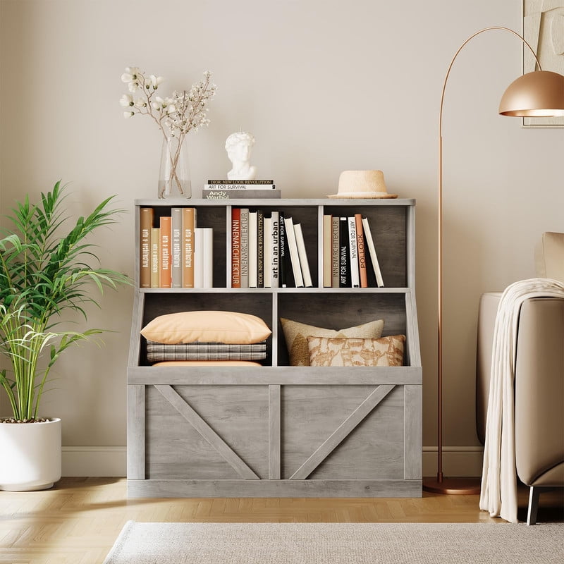 TROPOW Kids Bookshelf and Toys Storage,Kids Toys Storage Organizer,Toys Storage Cabinet with Toys Shelf,Toddler Bookshelf Toys Organizer and Storage Bins for Playroom