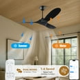 thumbnail image 5 of 60 inch Black Smart Ceiling Fan without Light, Wood 3-Blades Indoor Outdoor Ceiling Fan for Modern Farmhouse Porch Kitchen, 5 of 11
