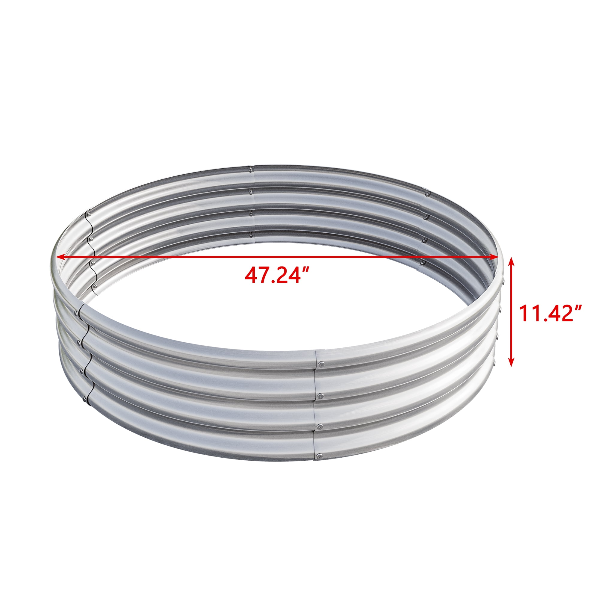AsterOutdoor 2pcs Tall Round Raised Garden Bed Galvanized Metal Planter Box, 11.4" Height