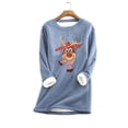 thumbnail image 2 of Sudadera de lana gruesa a la moda con estampado navideño para mujer, ropa interior cálida de terciopelo con cuello redondo Pompotops gfhjh11095, 2 of 5