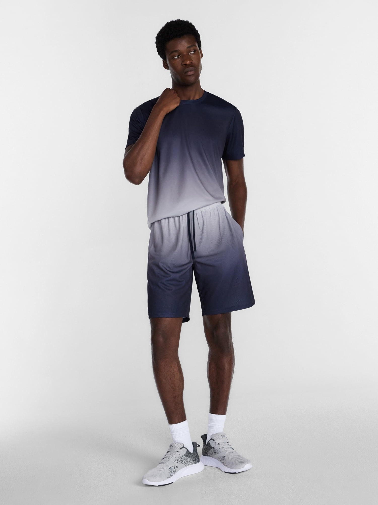 Athletic Works Men's and Big Men's Ombre Mesh Shorts, 7" Inseam, Sizes XS-5XL