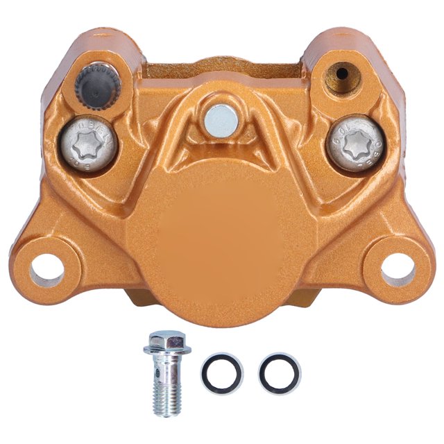 BR Pinzas de freno de motocicleta Pinza de freno trasero CNC de aleación de aluminio con pastillas debajo del orificio de doble pistón 84 mm Dorado