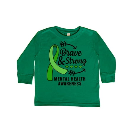 

Inktastic Mental Health Awareness Brave and Strong with Arrows Gift Toddler Boy or Toddler Girl Long Sleeve T-Shirt