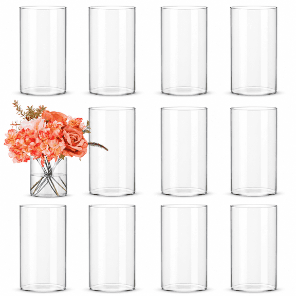 12-pack Clear Glass Cylinder Vases 6 Inch Tall Table Decor