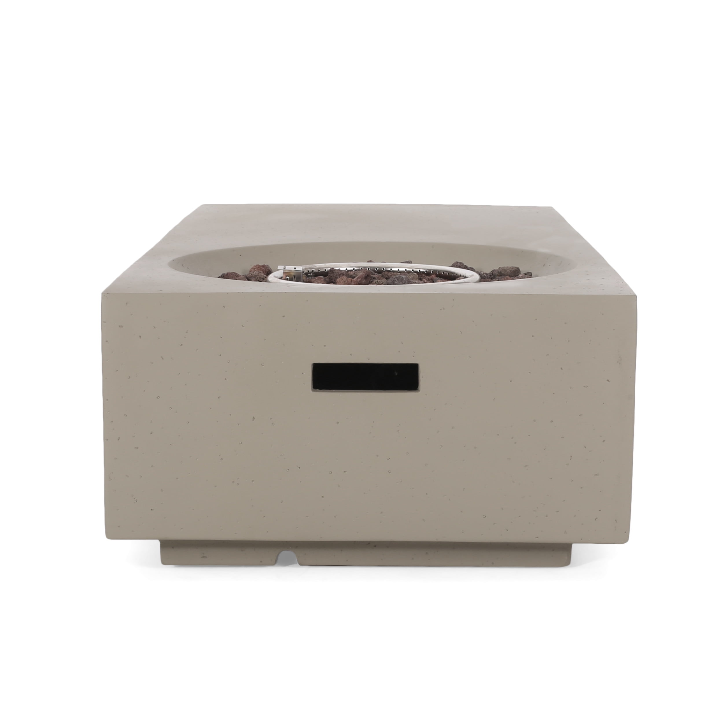 Andreson Lightweight Concrete Outdoor 50,000 BTU Rectangular Fire Pit Table (No Tank Holder), Light Gray