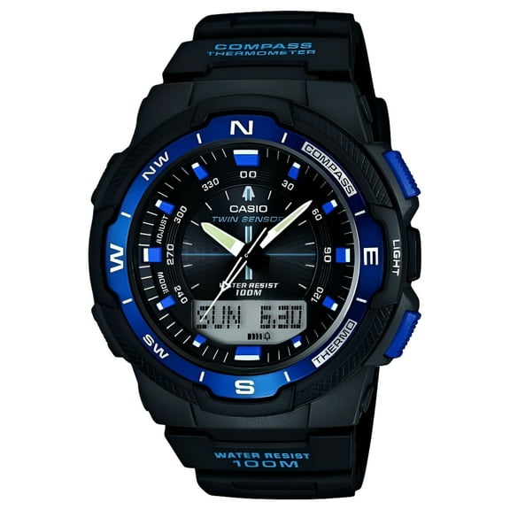 SGW500H-2BV Black Resin Analog Digital Twin Sensor Multi-Function Watch