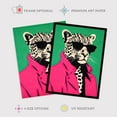 thumbnail image 2 of Fashion Cheetah I Fun Animal Green Pink Large Wall Art Poster Print Thick Paper 18X24 Inch, 2 of 5