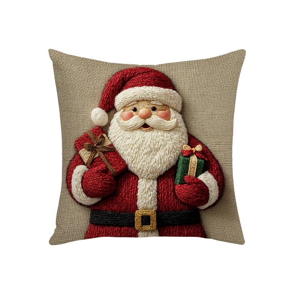 ChicYu Christmas Pillow Cover Embroidered Pillow Cover Embroidery Texture Christmas Pattern Highlights Festive Vibes Fits for Sofa Bed Decor
